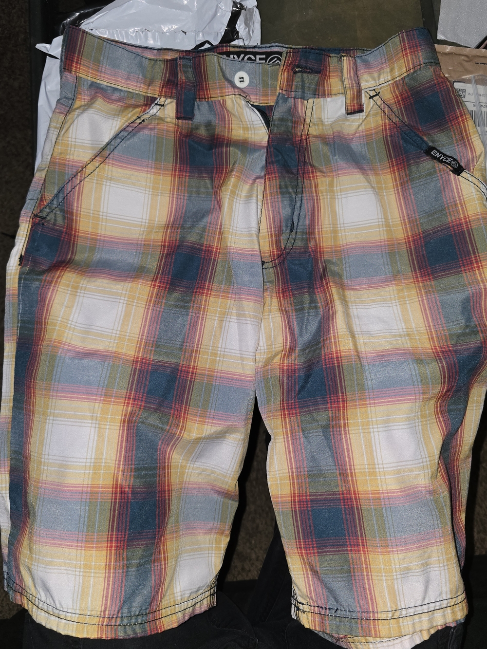 Enyce Multicolor Plaid Shorts in Yellow and Blue